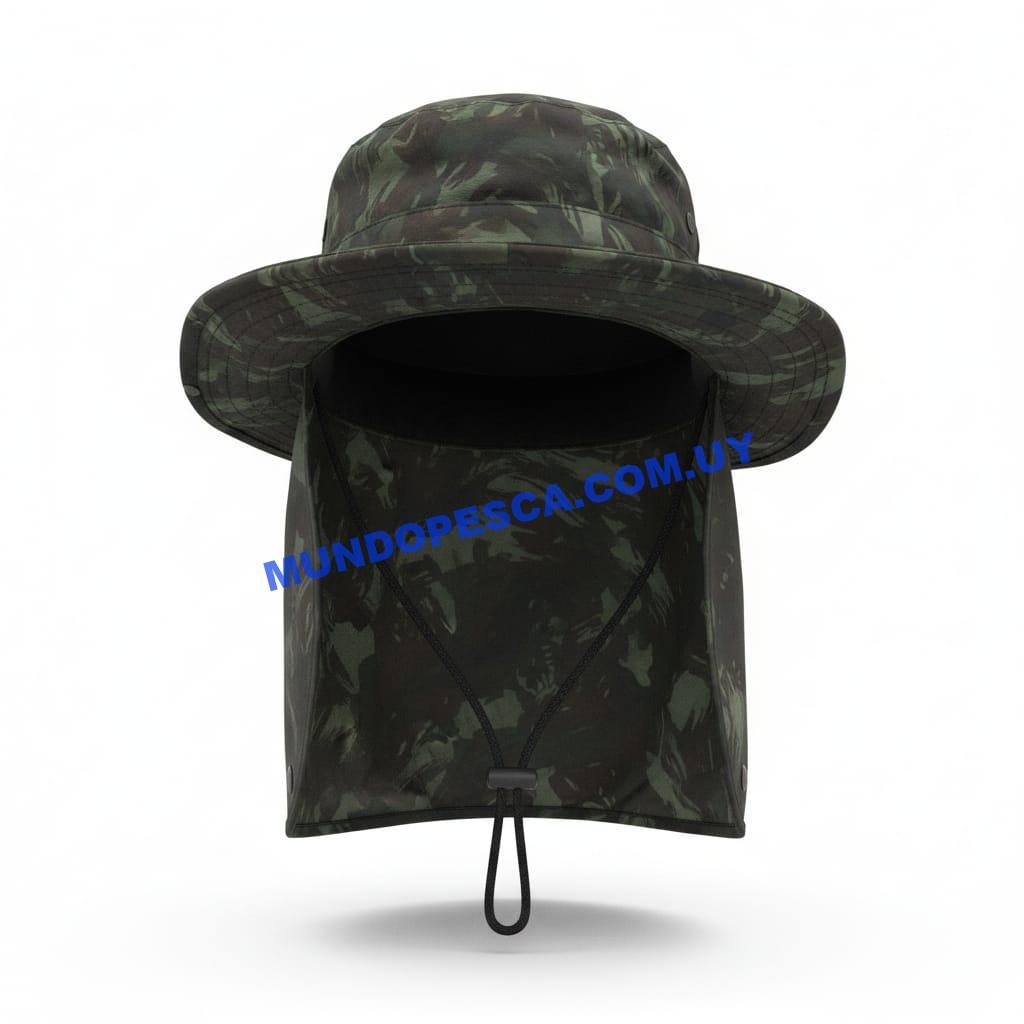 Sombrero de Pesca Camuflado o liso con Cubrenuca - Imagen 2