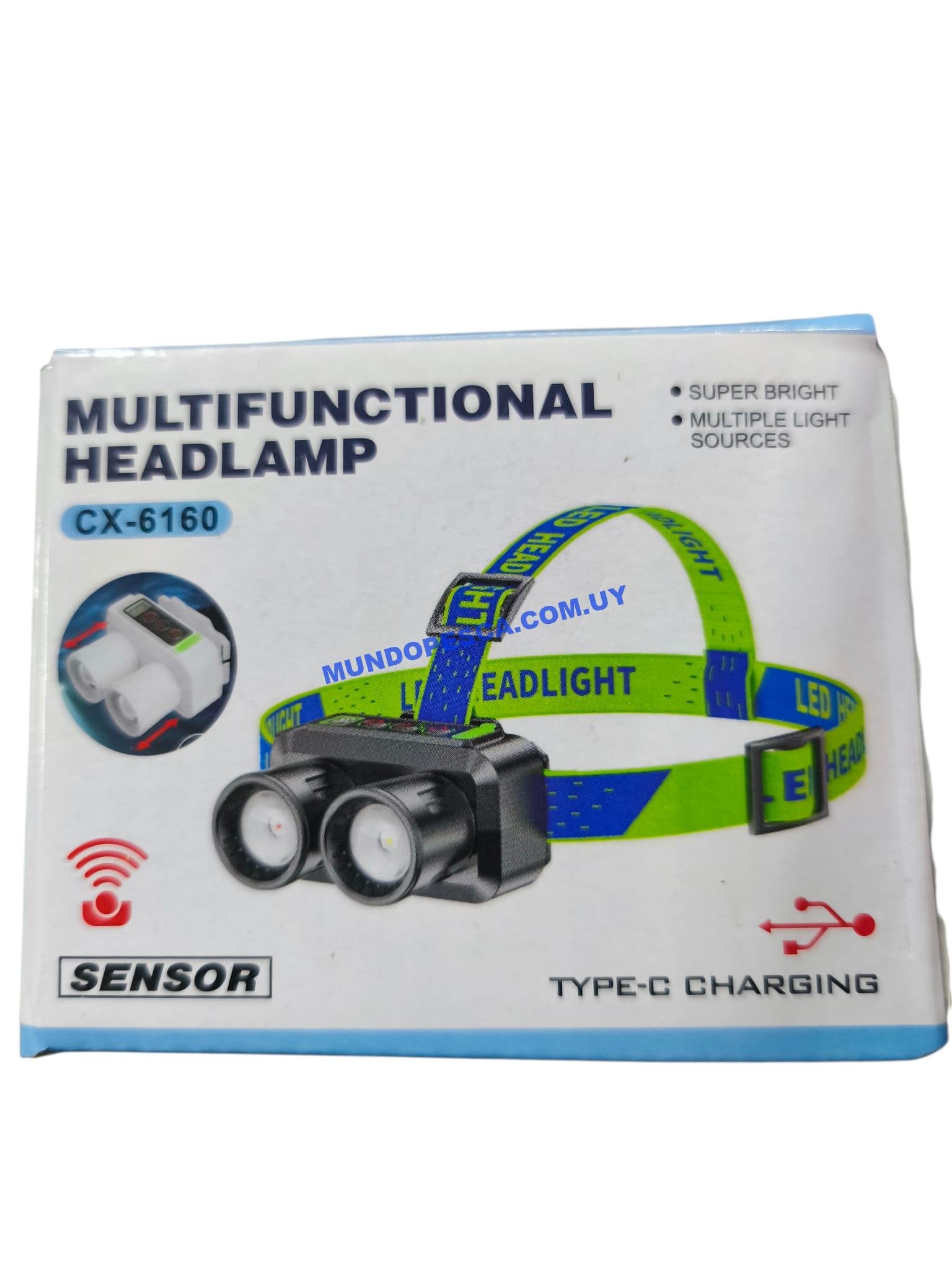 Linterna Frontal LED Recargable con Sensor CX-6160 – Luz Fría y Cálida - Imagen 3